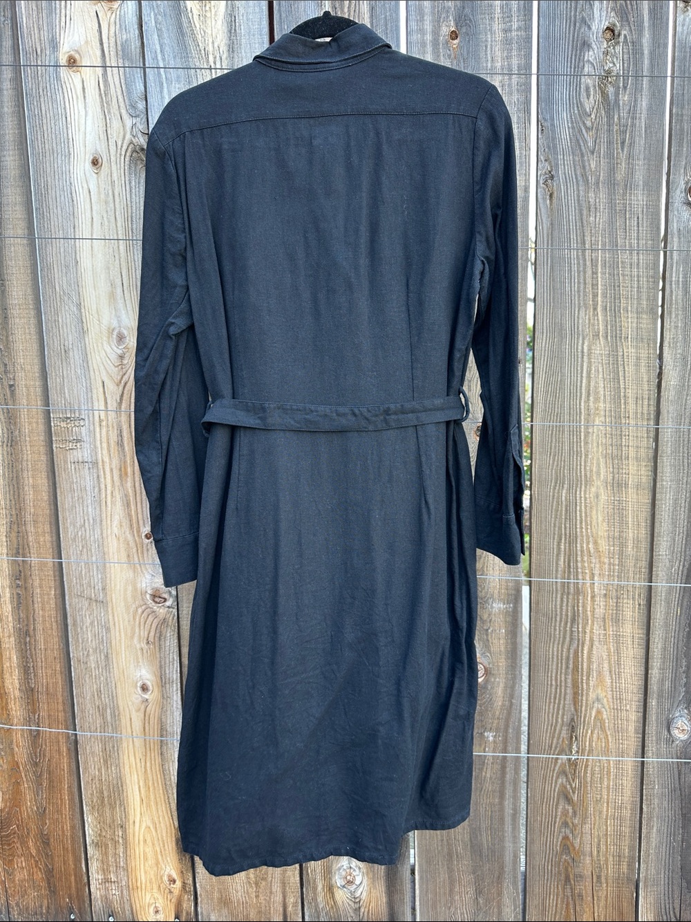 R&K Black Long-Sleeve Button-Front Shirt Dress with Waist Tie - Picture 3 of 3